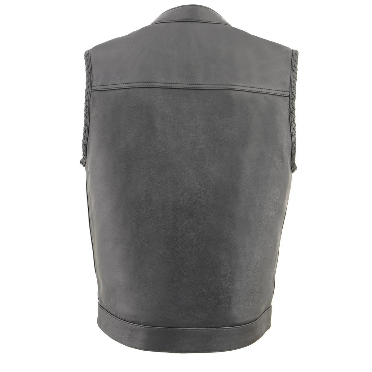 Milwaukee Leather MLM3508 Old Glory Laced Arm Holes Black Motorcycle Leather Vest for Men