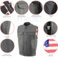 Milwaukee Leather MLM3508 Old Glory Laced Arm Holes Black Motorcycle Leather Vest for Men