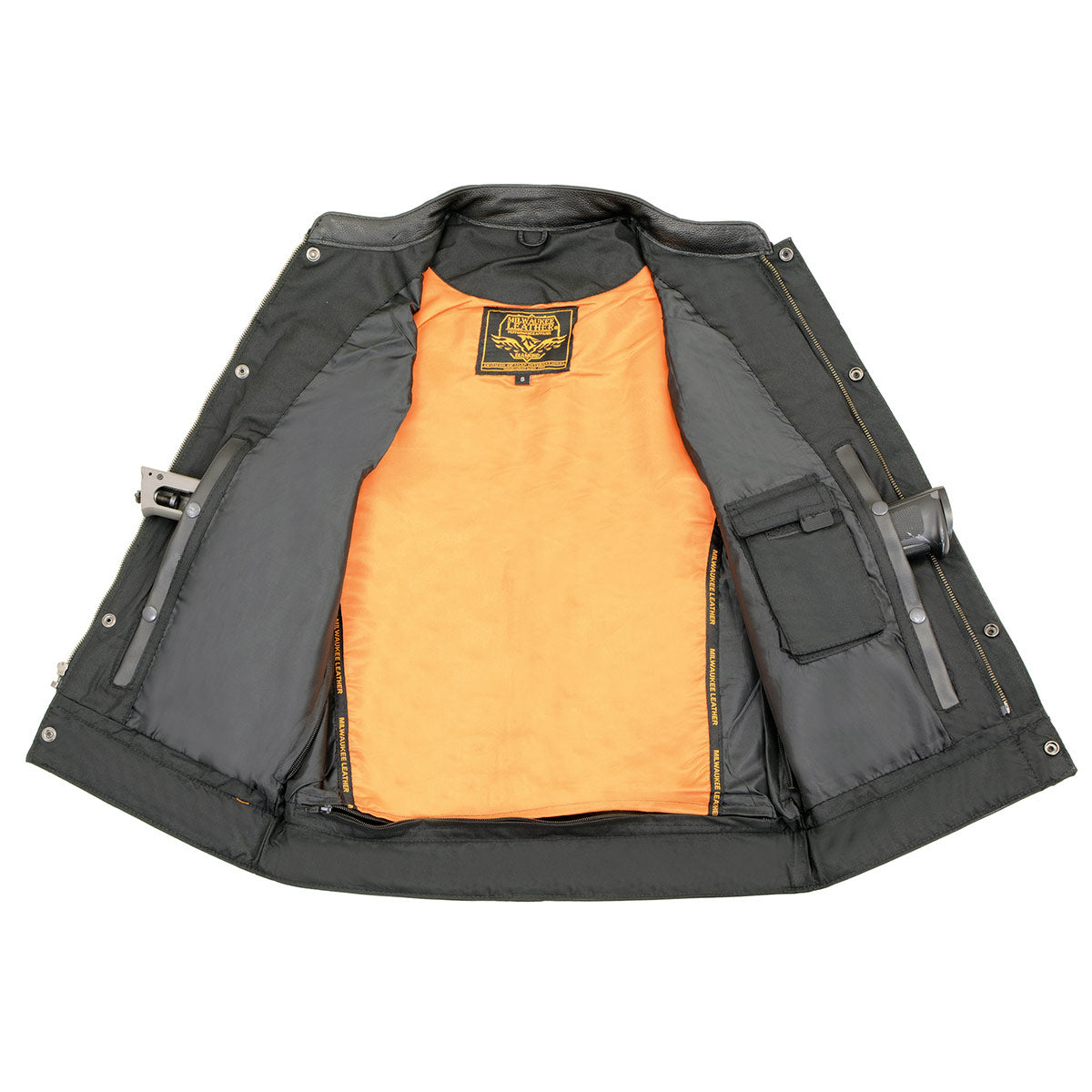 Milwaukee Leather MLM3514 Men's Black ‘Club Style Vest’ Motorcycle Leather Vest with Cool-Tec