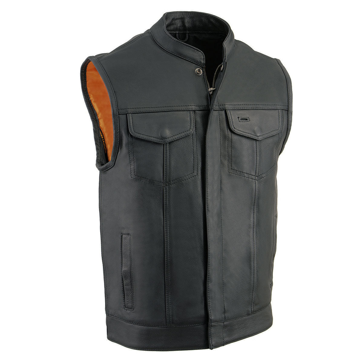 Milwaukee Leather MLM3514 Men's Black ‘Club Style Vest’ Motorcycle Leather Vest with Cool-Tec