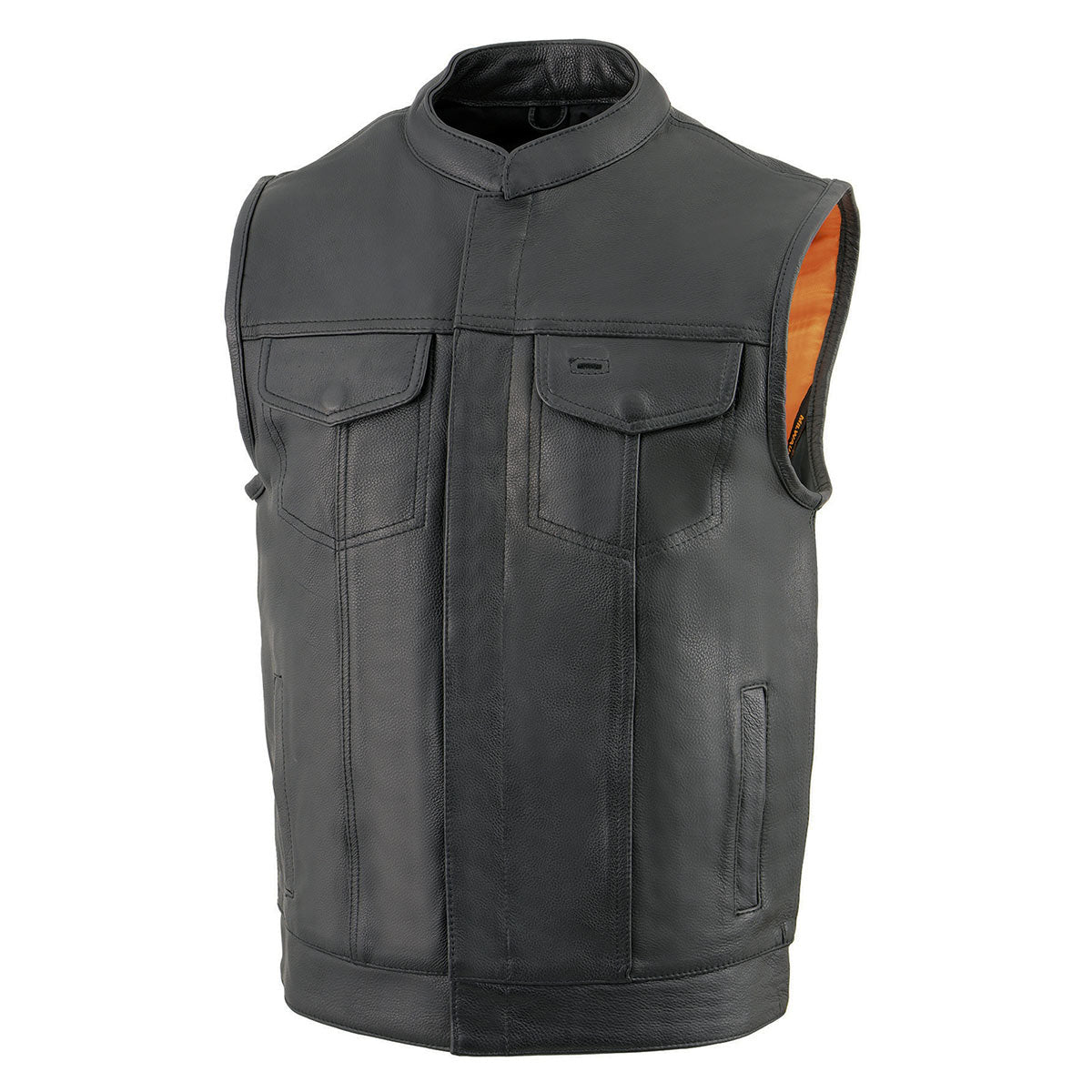 Milwaukee Leather MLM3514 Men's Black ‘Club Style Vest’ Motorcycle Leather Vest with Cool-Tec