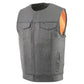 Milwaukee Leather MLM3515 Men's Black Leather Collarless Motorcycle Club Style Vest with Cool-Tec