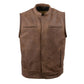 Milwaukee Leather MLM3519 Men's “Gambler” Crazy Horse Brown Vintage Leather Vest - Club Style Motorcycle Rider Vest