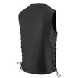 Milwaukee Leather MLM3520 Men's Black Leather Vest - Classic V-Neck Straight Bottom Side Lace Motorcycle Rider Vest
