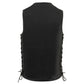 Milwaukee Leather MLM3520 Men's Black Leather Vest - Classic V-Neck Straight Bottom Side Lace Motorcycle Rider Vest