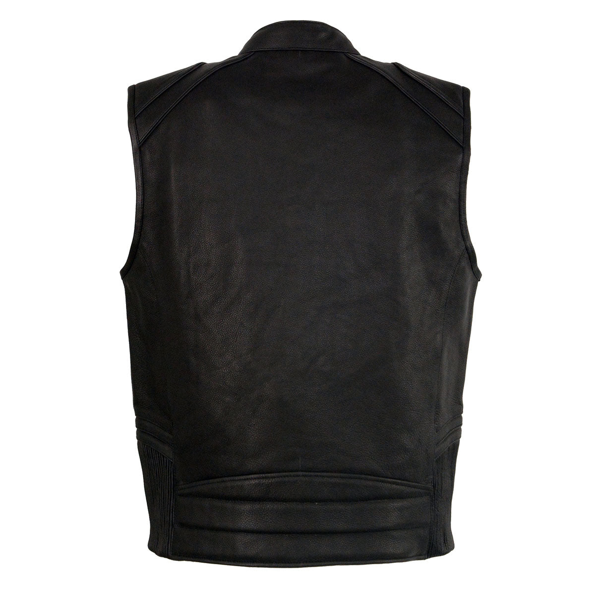 Milwaukee Leather MLM3523SET Men s Black Heated Collarless Moto Leather Vest Battery Pack Included