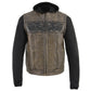 Milwaukee Leather MLM3561 Men's Leather Vest w/ Removeable Hoodie- Distress Brown Reflective Skulls Motorcycle Vest