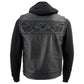 Milwaukee Leather MLM3563 Men's Leather Vest w/ Removeable Hoodie - Black 2 in 1 Reflective Skulls Motorcycle Vest