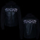Milwaukee Leather MLM3563 Men's Leather Vest w/ Removeable Hoodie - Black 2 in 1 Reflective Skulls Motorcycle Vest