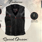 Milwaukee Leather USA MADE MLVSL5003 Women's Black Speed Queen Motorcycle Leather Vest with Front Zipper