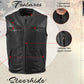 Milwaukee Leather USA MADE MLVSM5001 Men's Black 'Steerhide' Premium Leather Motorcycle Club Style Vest