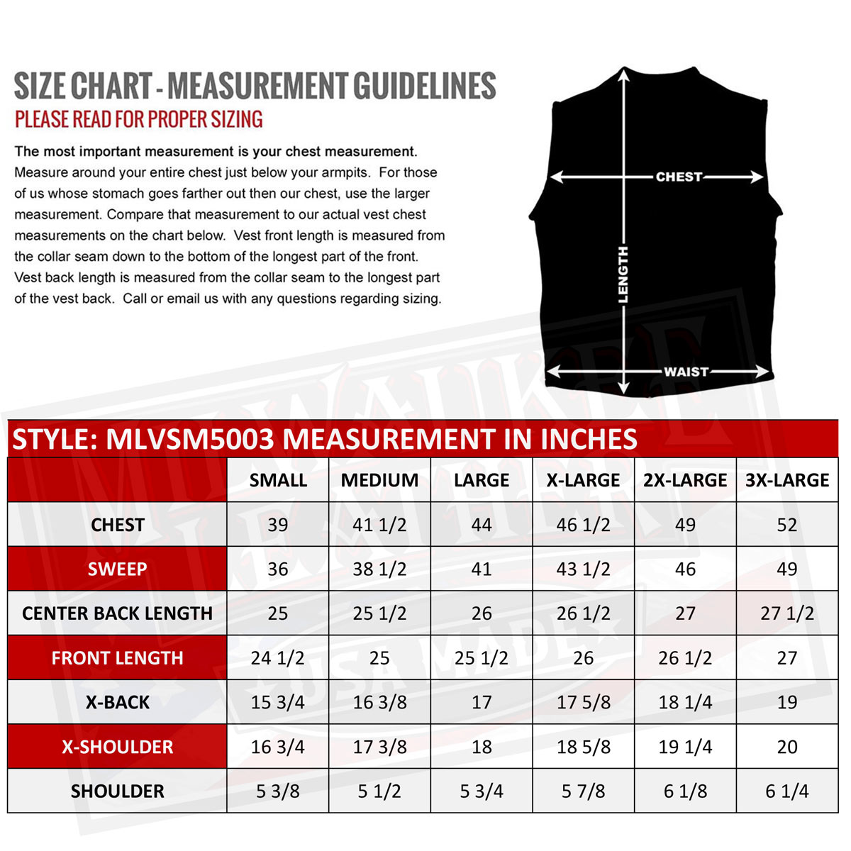 Milwaukee Leather USA MADE MLVSM5003 Men's Black Gaucho Extra Long Back Premium Steerhide Motorcycle Leather Vest