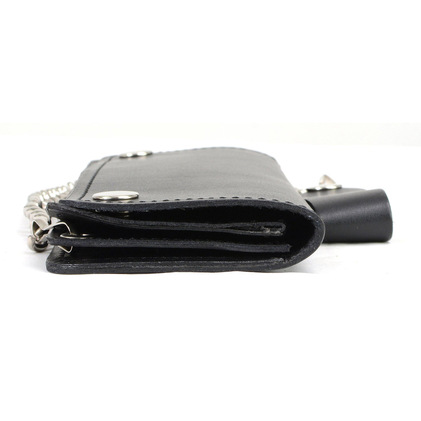 Milwaukee Leather MLW7812 Men's 8” Leather Long Bi-Fold Biker Wallet w/ Anti-Theft Stainless Steel Chain