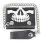 Milwaukee Leather MLW7834 Men's 4” Leather “Skeleton Teeth” Tri-Fold Wallet w/ Anti-Theft Stainless Steel Chain