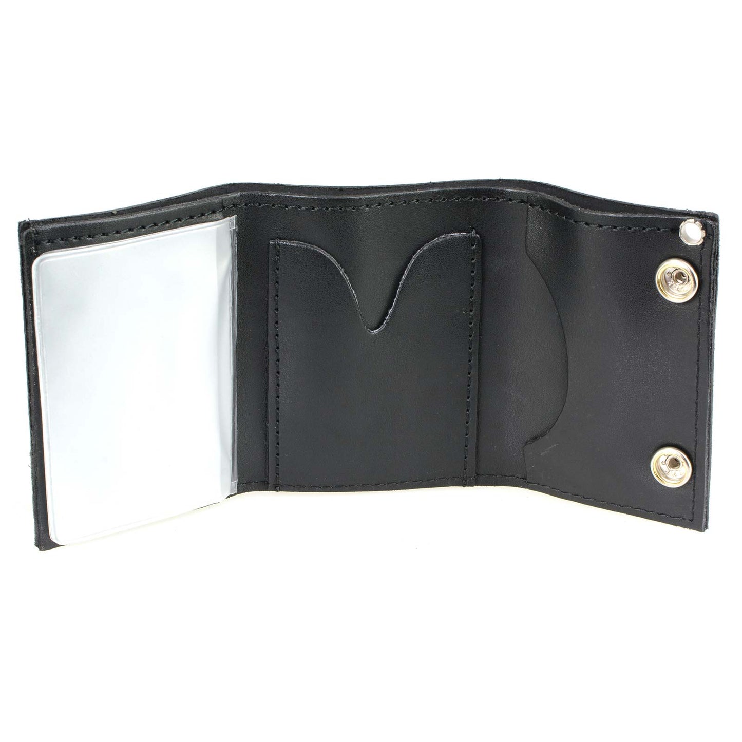 Milwaukee Leather MLW7838 Men's 4” Leather “Flaming Eagle” Tri-Fold Wallet w/ Anti-Theft Stainless Steel Chain