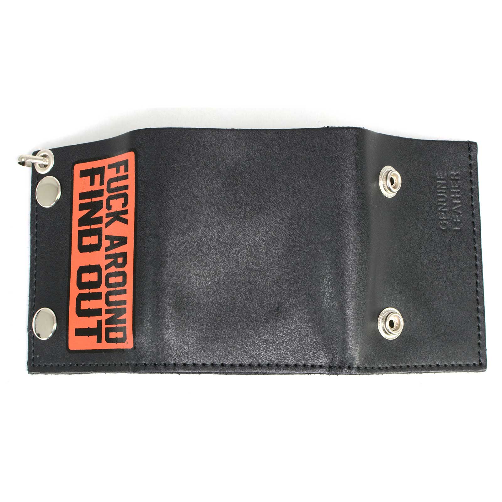Milwaukee Leather MLW7841 Men's 4” Black Leather Biker Wallet - Tri-Fold Anti-Theft Stainless Steel Chain w/ "F.A.F.O"