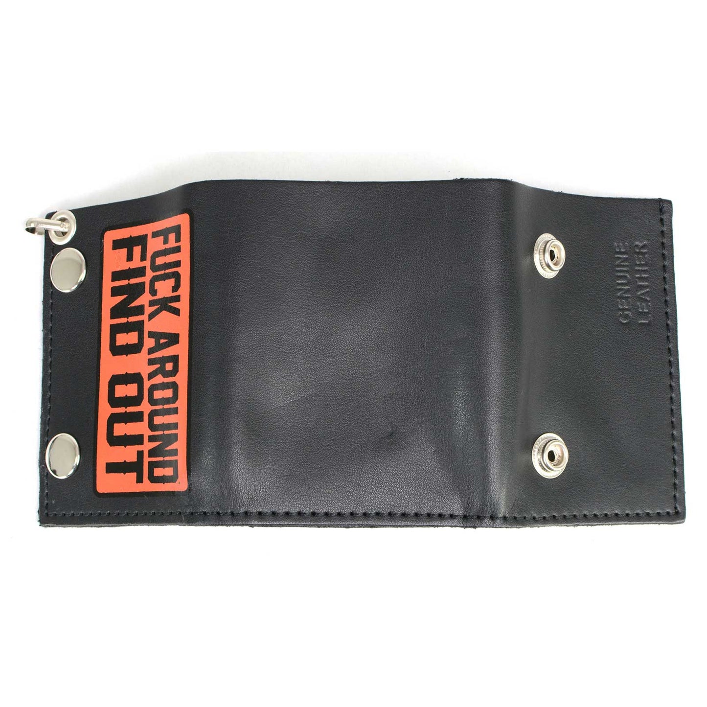 Milwaukee Leather MLW7841 Men's 4” Leather “F.A.F.O.” Tri-Fold Biker Wallet w/ Anti-Theft Stainless Steel Chain