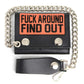 Milwaukee Leather MLW7841 Men's 4” Black Leather Biker Wallet - Tri-Fold Anti-Theft Stainless Steel Chain w/ "F.A.F.O"