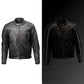 Milwaukee Motorcycle Clothing Co. Men's Top-Spot Scooter Style Black Leather Jacket w/  Reflective Piping MMC10007