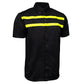 MMCC Men's Petrol Mechanic Button Up Shop Shirt, Reflective Strip, 2-Chest Pockets - Black-Neon Green - MMC16005