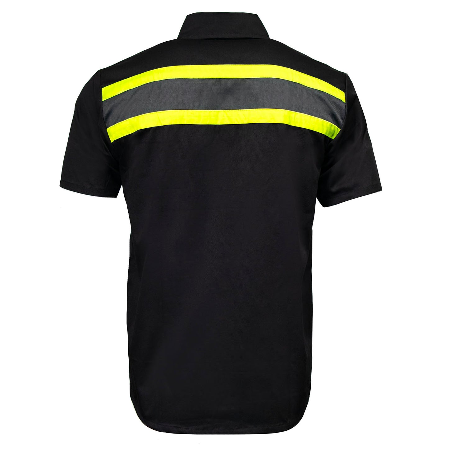 MMCC Men's Petro Mechanic Button Up Shop Shirt, Reflective Strip, 2-Chest Pockets - Black-Grey-Green - MMC16007
