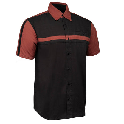 MMCC Men's Gear Head Classic Mechanic Button Up Shirt - Dual Chest Pockets - Microfiber Panel - Rider Ready - MMC16012