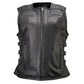 Milwaukee Motorcycle Clothing Co. Women's Gixxer Black Premium Leather Vest w/ Round Neck Side Buckle MMC40003