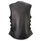 Milwaukee Motorcycle Clothing Co. Women's Gixxer Black Premium Leather Vest w/ Round Neck Side Buckle MMC40003