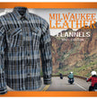 Milwaukee Leather MNG11626 Men's Flannel Plaid Black and White with Blue Long Sleeve Cotton Button Down Shirt