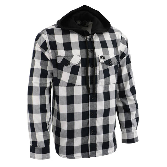 Milwaukee Leather Men s Flannel Plaid Shirt Black and White Long LeatherUp USA