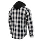 Milwaukee Leather Men's Flannel Plaid Shirt Black and White Long Sleeve Cotton Button Down with Hoodie MNG11629