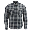 Milwaukee Leather Men's Flannel Plaid Shirt Black and Grey Long Sleeve Cotton Button Down Shirt MNG11630
