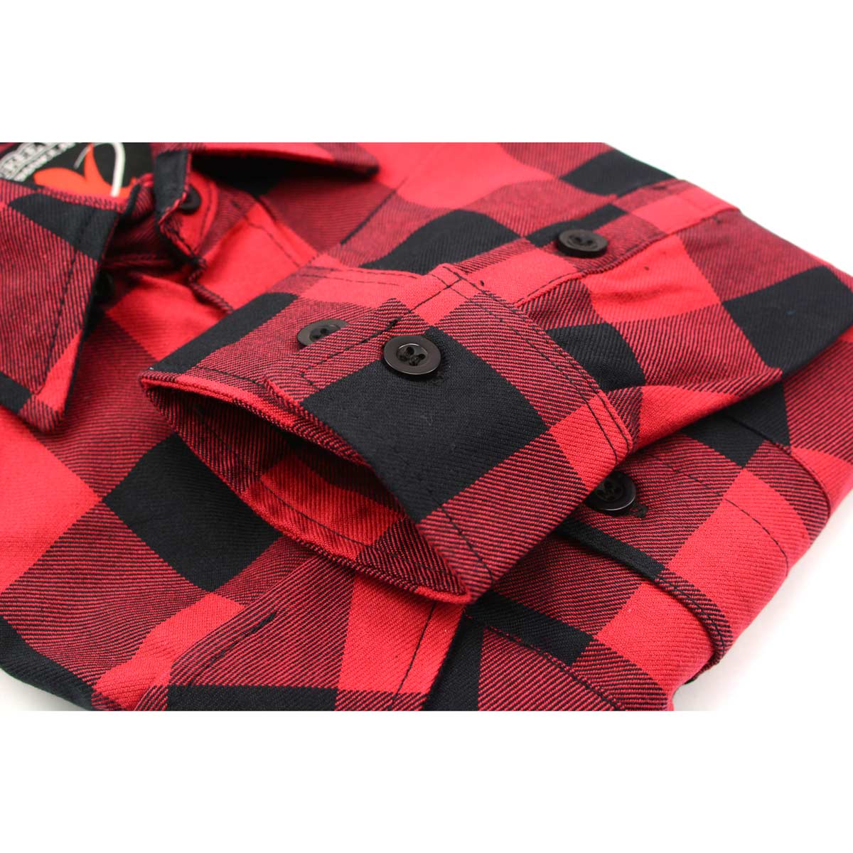 Milwaukee Leather Men's Flannel Plaid Shirt Black and Red Long Sleeve Cotton Button Down Shirt MNG11631