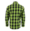 Milwaukee Leather Men's Flannel Plaid Shirt Black and Neon Green Long Sleeve Cotton Button Down Shirt MNG11632