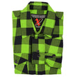 Milwaukee Leather Men's Flannel Plaid Shirt Black and Neon Green Long Sleeve Cotton Button Down Shirt MNG11632