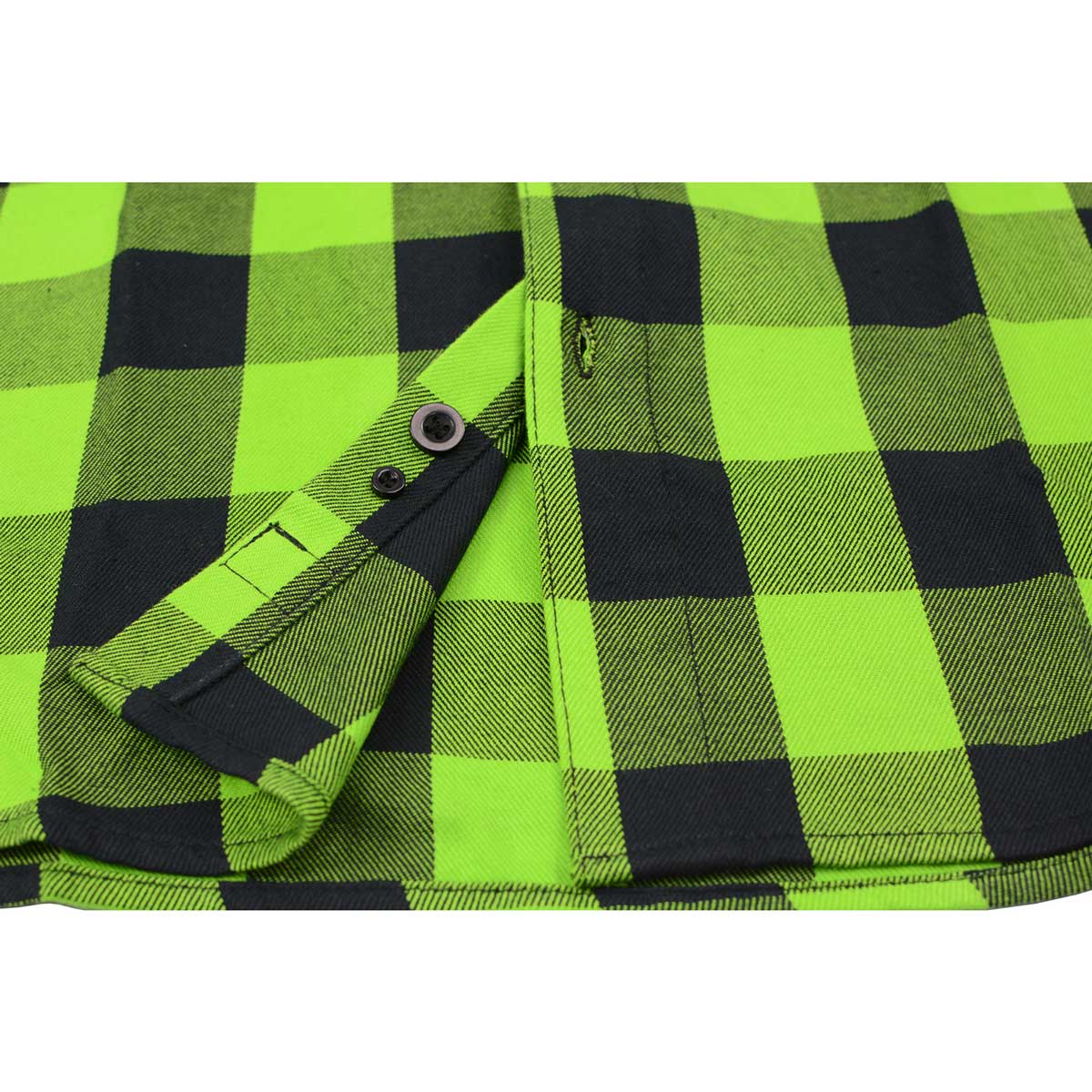 Milwaukee Leather Men's Flannel Plaid Shirt Black and Neon