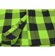 Milwaukee Leather Men's Flannel Plaid Shirt Black and Neon Green Long Sleeve Cotton Button Down Shirt MNG11632