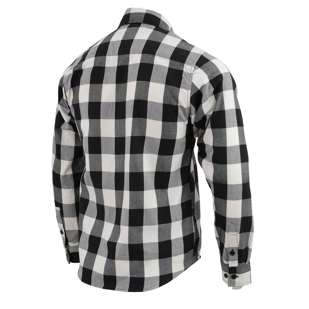 Milwaukee Leather Men's Flannel Plaid Shirt Black and White Long Sleeve Cotton Button Down Shirt MNG11633