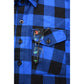 Milwaukee Leather Men's Flannel Plaid Shirt Black and Blue Long Sleeve Cotton Button Down Shirt MNG11634