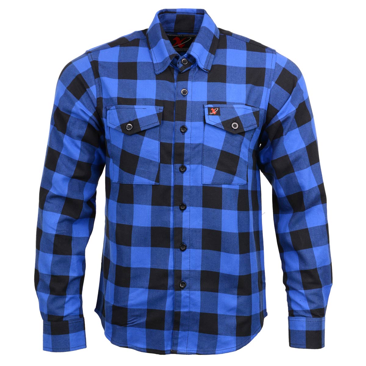 Milwaukee Leather Men's Flannel Plaid Shirt Black and Blue Long Sleeve Cotton Button Down Shirt MNG11634