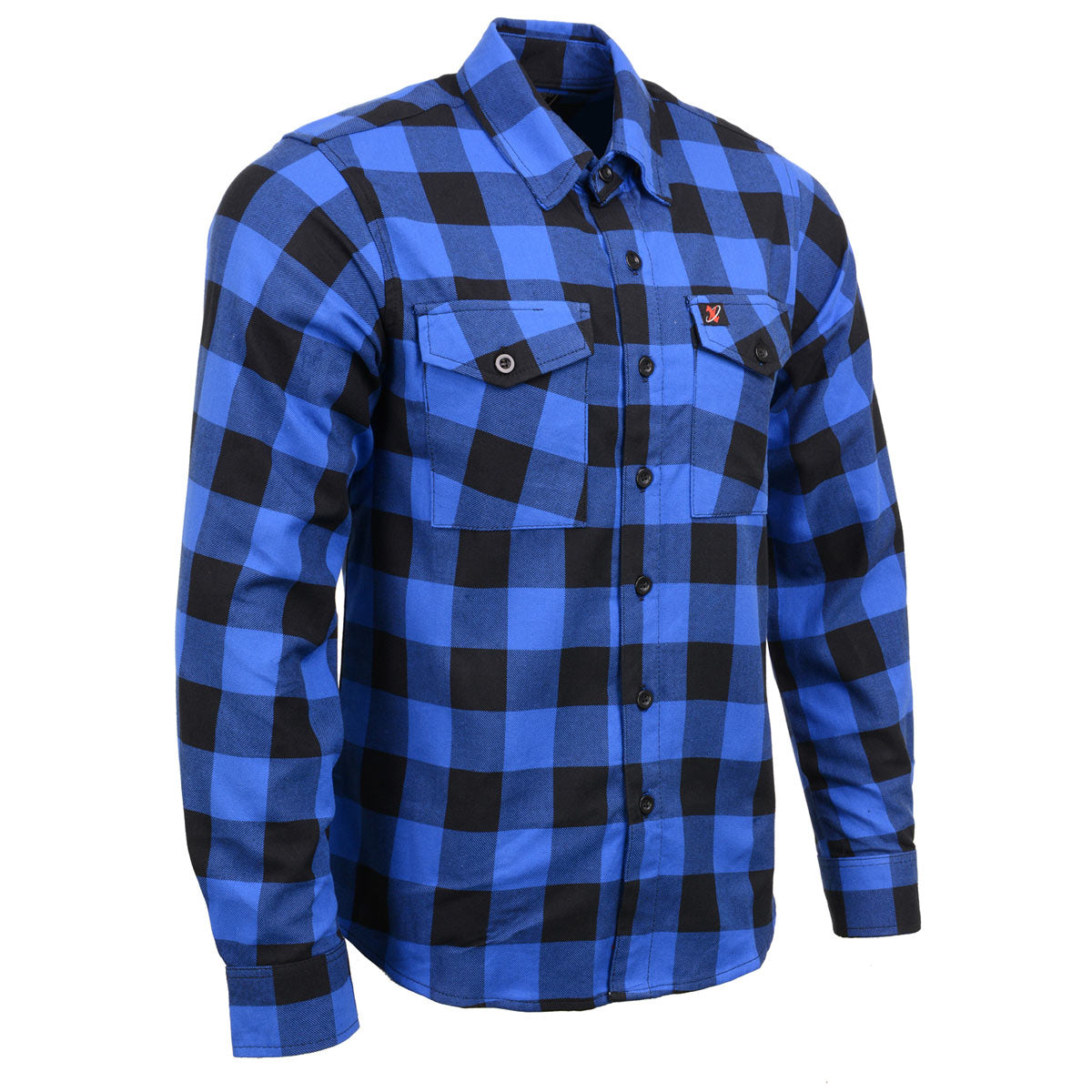 Milwaukee Leather Men's Flannel Plaid Shirt Black and Blue Long Sleeve Cotton Button Down Shirt MNG11634