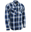 Milwaukee Leather Men's Flannel Plaid Shirt Blue and White Long Sleeve Cotton Button Down Shirt MNG11635