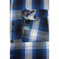 Milwaukee Leather Men's Flannel Plaid Shirt Blue and White Long Sleeve Cotton Button Down Shirt MNG11635