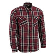 Milwaukee Leather Men's Flannel Plaid Shirt Maroon Black and White Long Sleeve Cotton Button Down Shirt MNG11640