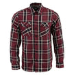 Milwaukee Leather Men's Flannel Plaid Shirt Maroon Black and White Long Sleeve Cotton Button Down Shirt MNG11640