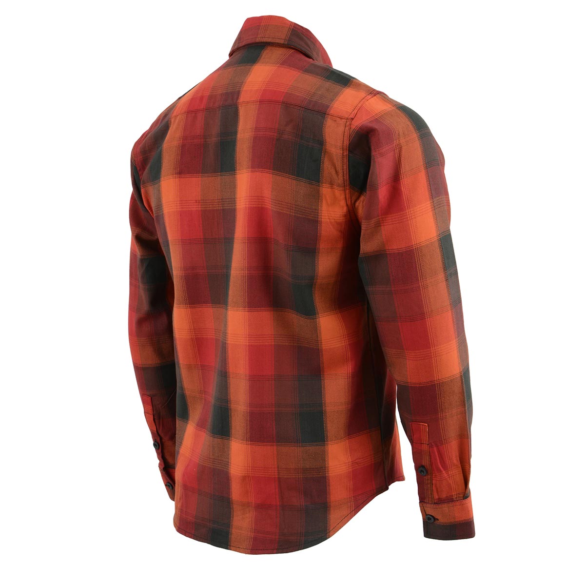 Milwaukee Leather MNG11641 Men's Flannel Plaid Shirt Orange with Red and Black Long Sleeve Cotton Button Down Shirt