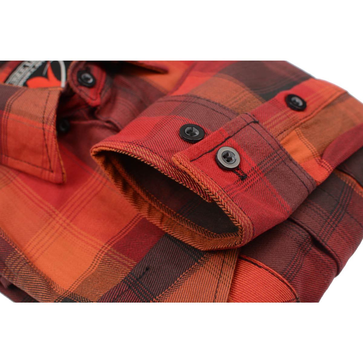 Milwaukee Leather Men's Flannel Plaid Shirt Orange with Red and Black Long Sleeve Cotton Button Down Shirt MNG11641