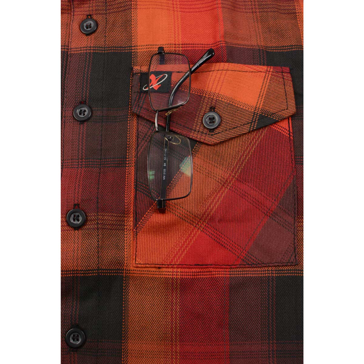 Milwaukee Leather MNG11641 Men's Flannel Plaid Shirt Orange with Red and Black Long Sleeve Cotton Button Down Shirt