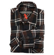 Milwaukee Leather Men's Flannel Plaid Shirt Brown Black and White Long Sleeve Cotton Button Down Shirt MNG11643