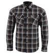 Milwaukee Leather Men's Flannel Plaid Shirt Brown Black and White Long Sleeve Cotton Button Down Shirt MNG11643